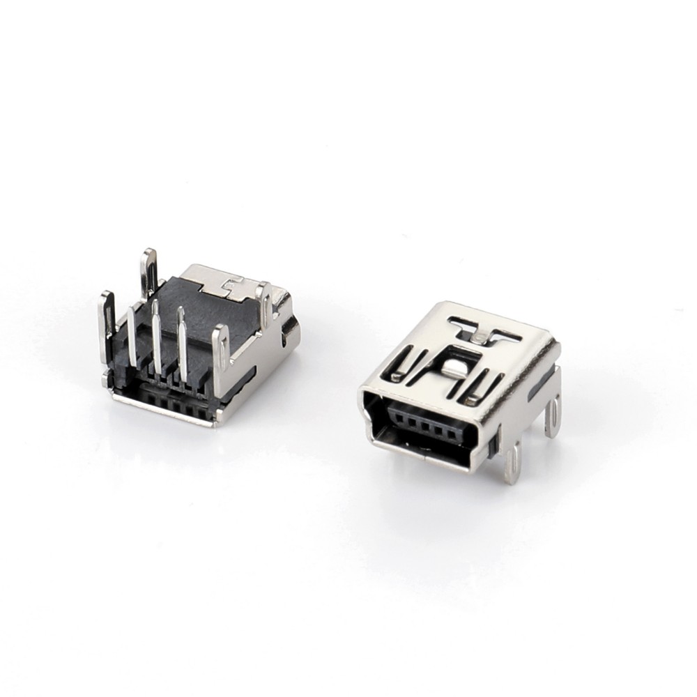 02BR-1106  MINI USB 5F 90度 DIP B型四腳加長有打點 T型卡點 H6.8